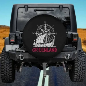 Greenland Viking ship compass travel souvenir spare tire cover with no camera hole