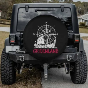 Greenland Viking ship compass travel souvenir spare tire cover with camera hole