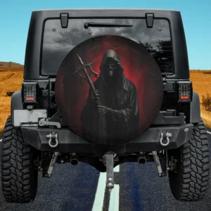 satanic grim reaper with demonic staff dark occult spare tire cover no camera hole