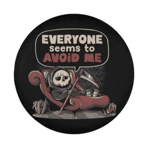 grim reaper red couch funny skeleton halloween design art for spare tire cover