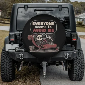 grim reaper red couch funny skeleton halloween spare tire cover with camera hole for Jeep Wrangler