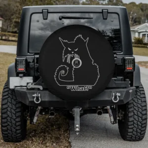 grumpy cartoon cat what text funny spare tire cover with camera hole for Jeep Wrangler