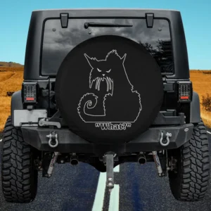 grumpy cartoon cat what text funny spare tire cover no camera hole for Jeep SUV RV