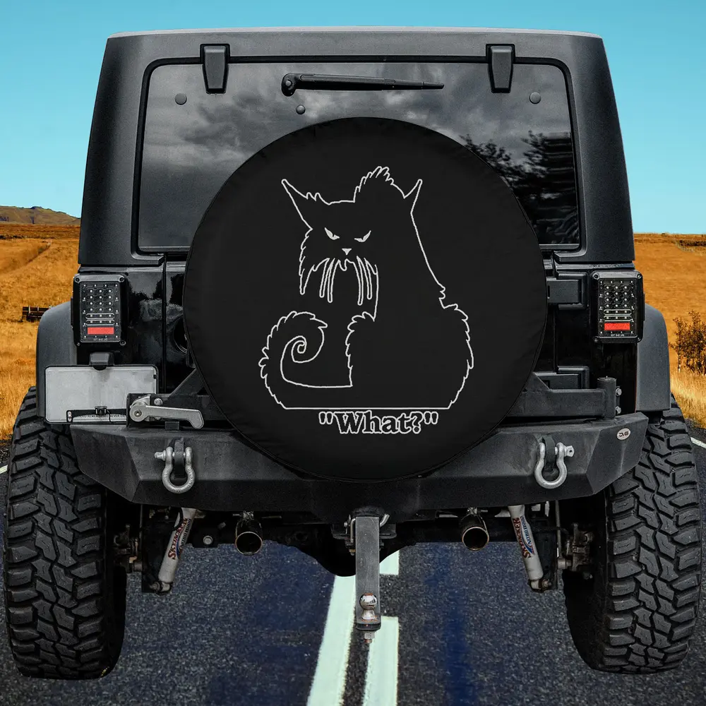 grumpy cartoon cat what text funny spare tire cover no camera hole for Jeep SUV RV