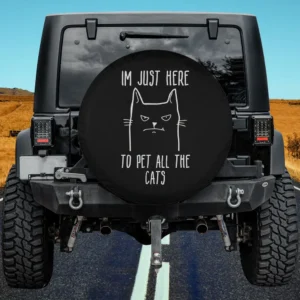 Grumpy cat line art funny text spare tire cover with no camera hole for Jeep and SUV
