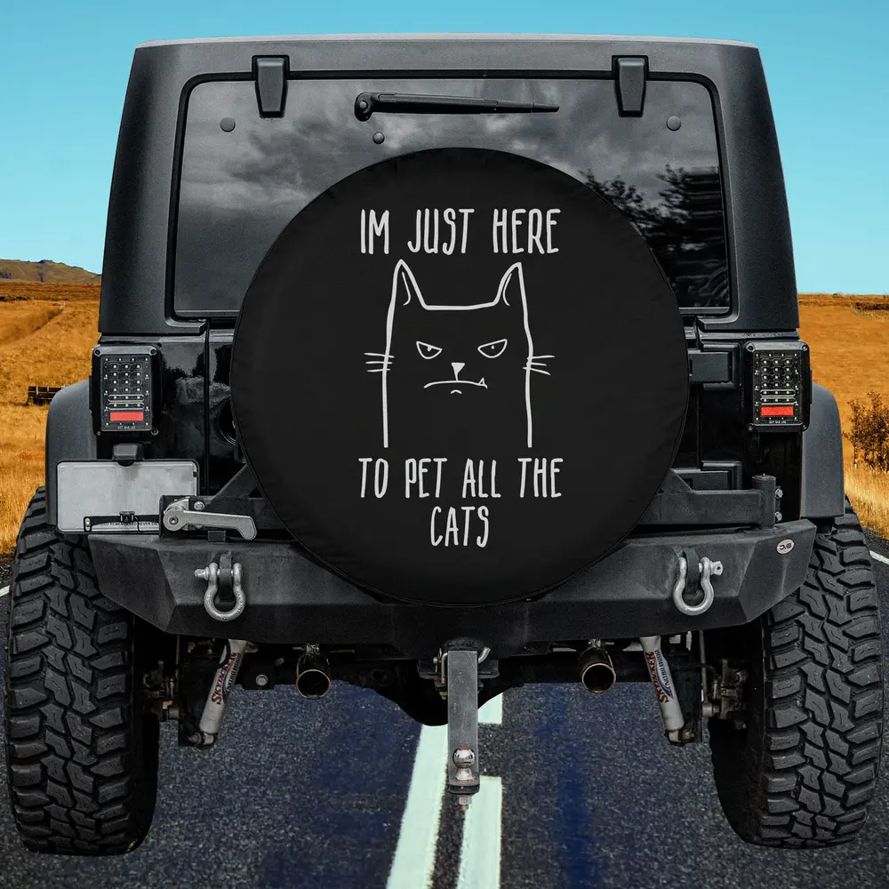 Grumpy cat line art funny text spare tire cover with no camera hole for Jeep and SUV