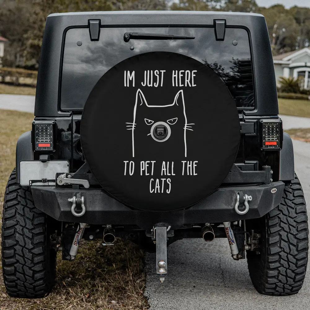 Grumpy cat line art funny text spare tire cover with camera hole for Jeep Wrangler