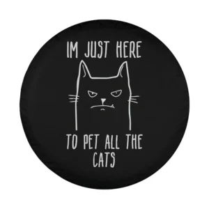 Minimalist grumpy cat line art with funny text spare tire cover design