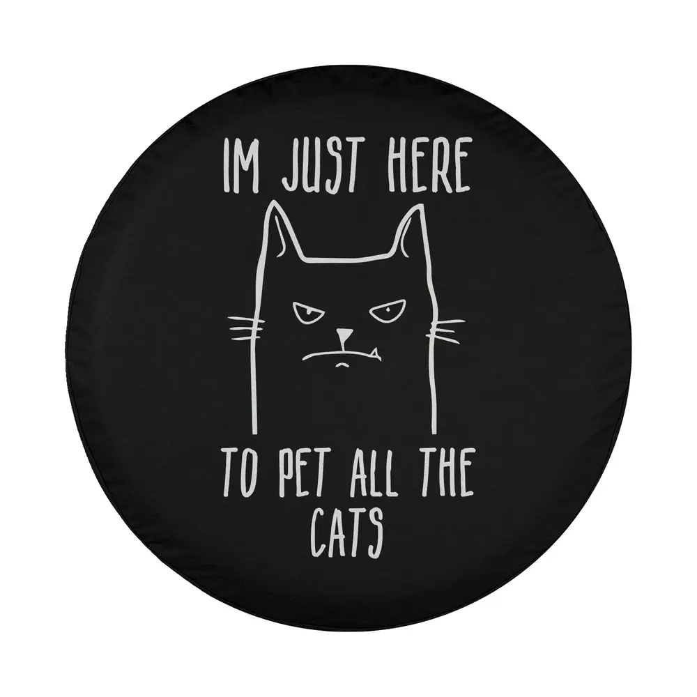 Minimalist grumpy cat line art with funny text spare tire cover design