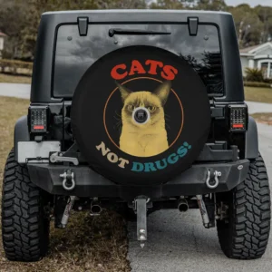grumpy cat retro anti drug message spare tire cover with backup camera hole for Jeep SUV RV