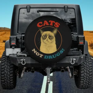 grumpy cat retro anti drug message spare tire cover with no camera hole for Jeep SUV RV