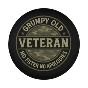 Grumpy Old Veteran camo badge military design for Ford Bronco Sport spare tire cover