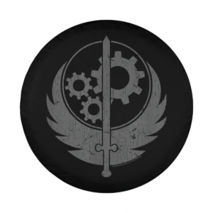 Brotherhood of Steel Fallout grunge sword gears emblem spare tire cover design only
