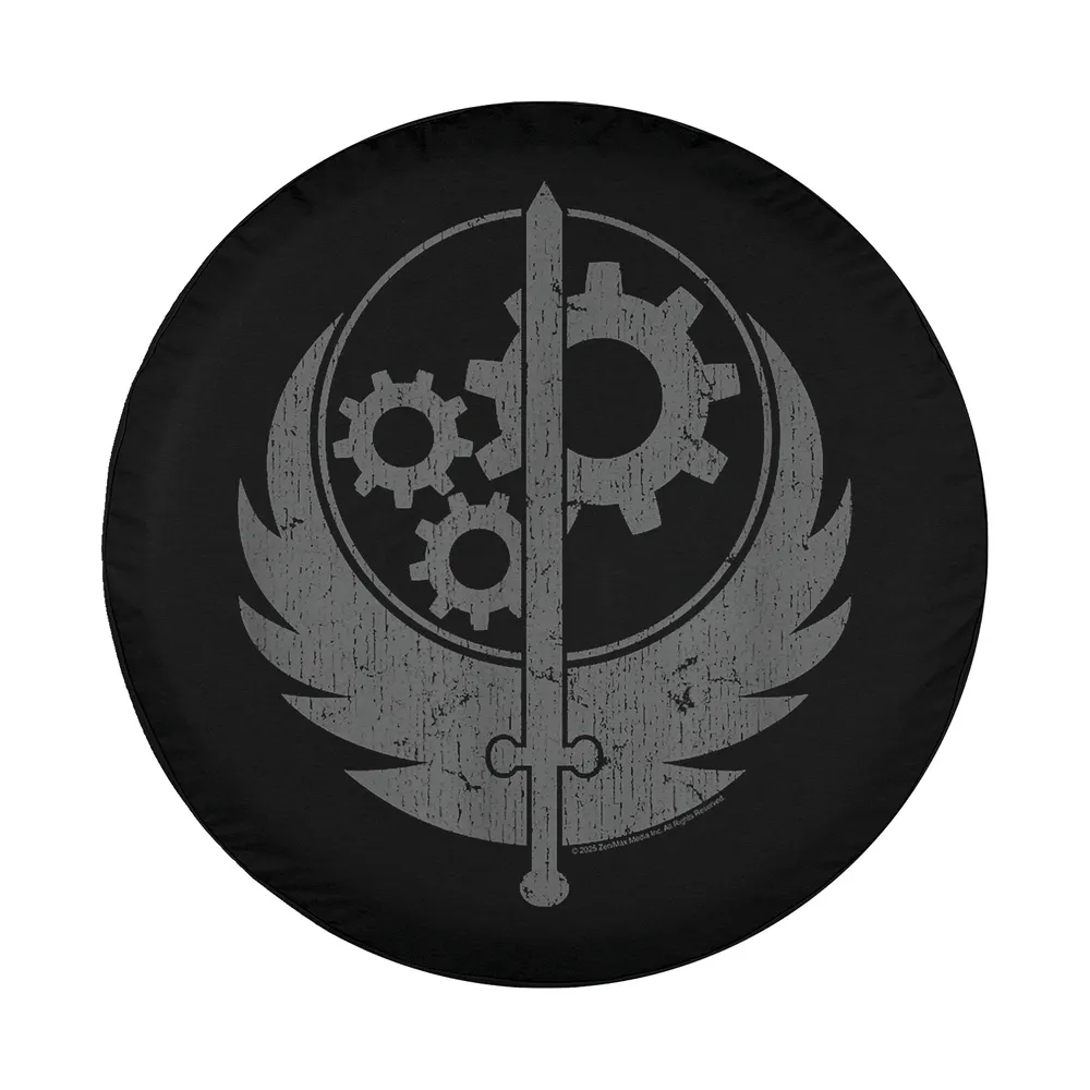 Brotherhood of Steel Fallout grunge sword gears emblem spare tire cover design only