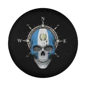 Guatemalan flag compass skull heritage design for spare tire cover closeup