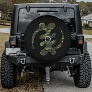 Gye Nyame Adinkra camouflage symbol West African camo spare tire cover with camera hole