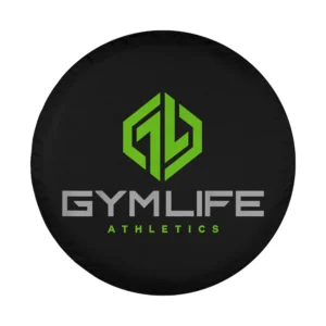 modern neon green gym life athletics logo design for spare tire cover