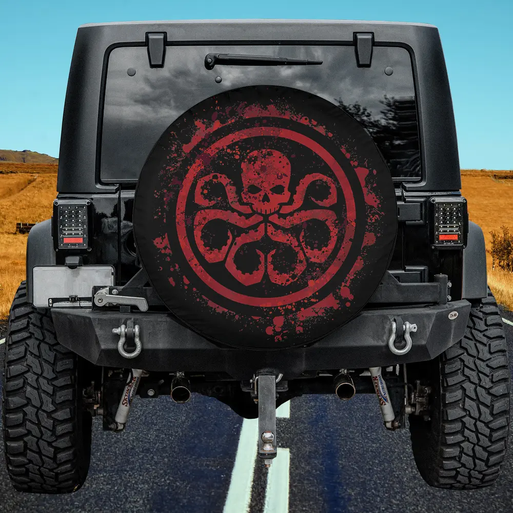 Hail Hydra logo graphic octopus spare tire cover without camera hole on Jeep
