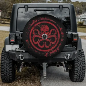 Hail Hydra logo graphic octopus spare tire cover with camera hole on Jeep