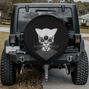 hipster cat skull sweater occult spare tire cover with camera hole