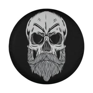 Cool hipster skull with beard and mustache skeleton design for spare tire cover