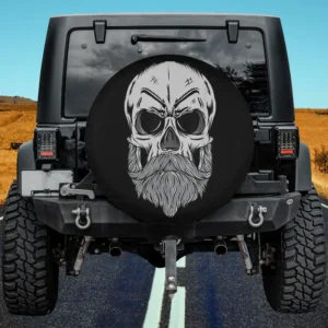 Cool hipster skull with beard and mustache skeleton spare tire cover no camera hole
