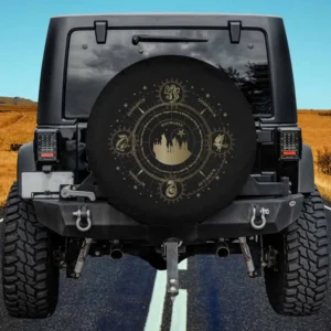 hogwarts castle compass harry potter spare tire cover no camera hole for Jeep, Rav4, RV