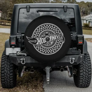 Hot Wheels checked circle logo spare tire cover with camera hole for Honda CRV