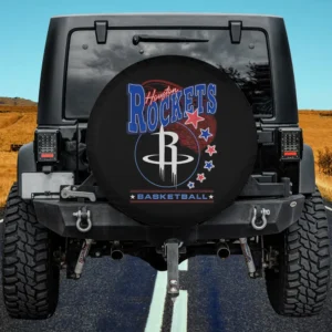 Houston Rockets Americana stars basketball spare tire cover with no camera hole for Jeep, RV, SUV