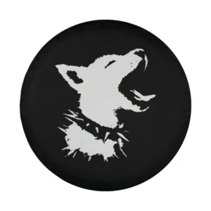 howling dog spiked collar punk goth design closeup