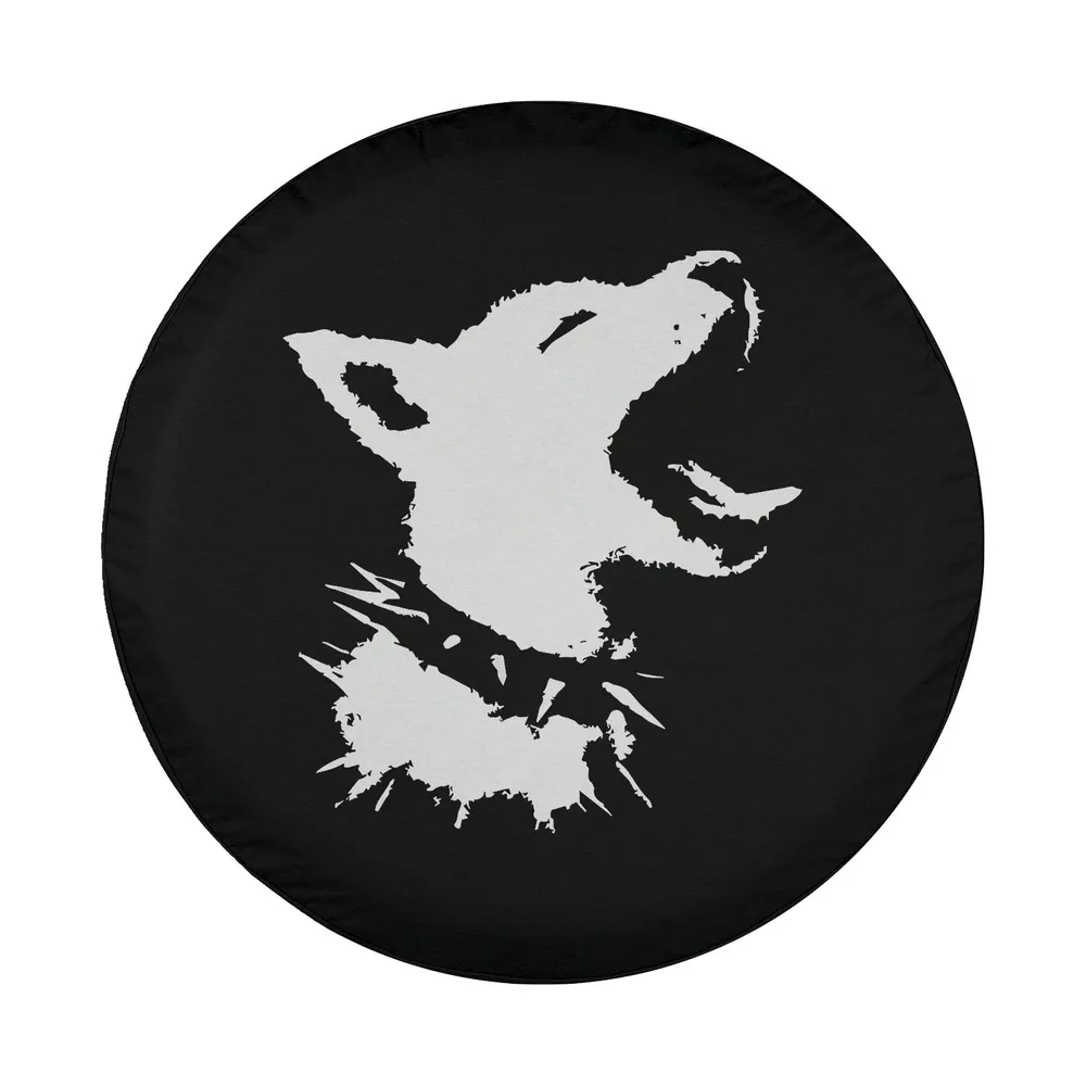 howling dog spiked collar punk goth design closeup