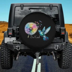 hummingbird rainbow dandelion be kind art spare tire cover no camera hole
