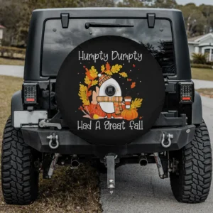 Humpty Dumpty autumn leaves pumpkin Thanksgiving spare tire cover with backup camera hole for Jeep SUV RV