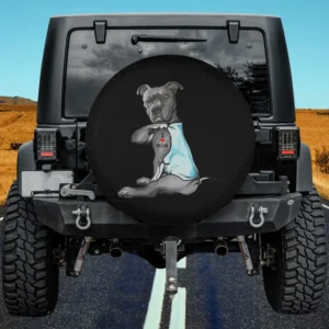 i love mom tattoo pitbull dog funny spare tire cover on Jeep for dog lovers