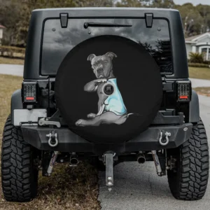 i love mom tattoo pitbull dog funny spare tire cover with camera hole for SUV RV