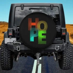 Inspirational hope lettering elegant minimalist spare tire cover with bold gradient HOPE text for campers, Jeeps, SUVs