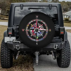 International country flags compass world flag spare tire cover with camera hole for Jeep RV SUV