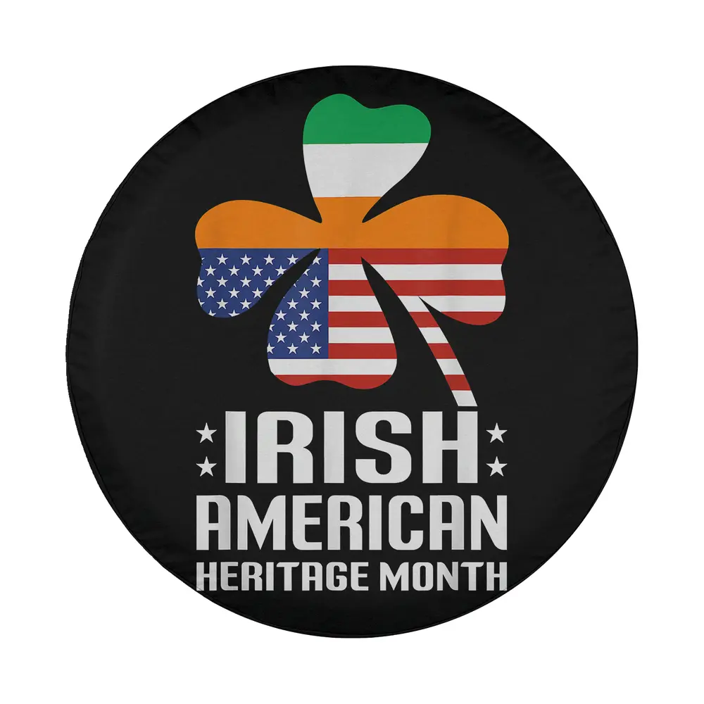 Irish American flag shamrock heritage month spare tire cover design only