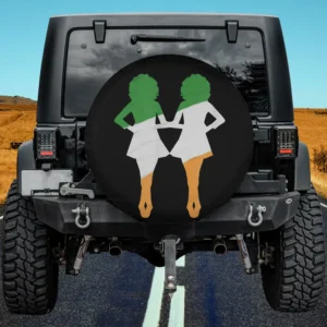 Irish Flag Silhouette Two Dancers Irish Dance Mom Spare Tire Cover No Camera Hole
