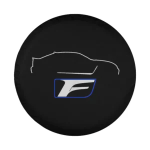 is-F outline silhouette and blue logo minimalist spare tire cover design