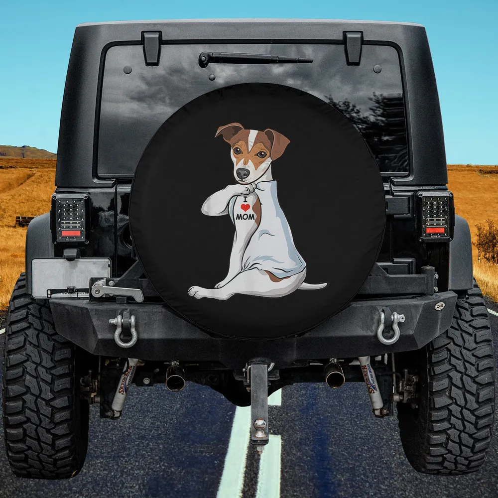 I Love Mom Tattoo Jack Russell Terrier Dog Spare Tire Cover No Camera Hole