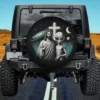 Jesus and alien with galaxy and cross on spare tire cover for Jeep Gladiator