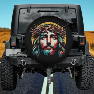 Crown of Thorns Radiant Halo Jesus Christ Spare Tire Cover No Camera Hole