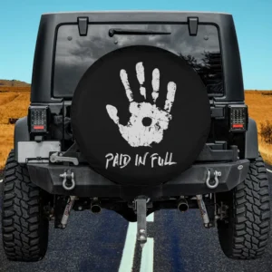 Jesus hand print paid in full Christian faith spare tire cover no camera hole on Jeep
