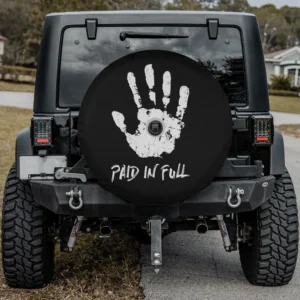 Jesus hand print paid in full Christian faith spare tire cover with camera hole for trailer