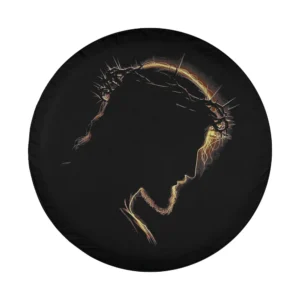 Minimalist glowing crown thorns Jesus silhouette Christian design