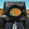 Joe's Surf Shop cartoon surfer vintage surf style spare tire cover no camera hole