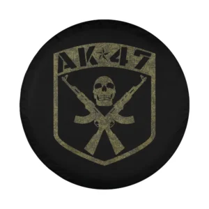 Kalashnikov AK-47 camouflage skull shield and crossed rifles emblem design only