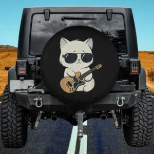 Kawaii Cat Guitar Sunglasses Cool Spare Tire Cover No Camera Hole
