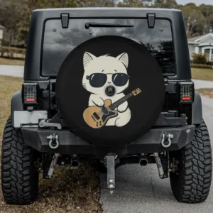 kawaii cat guitar sunglasses spare tire cover with backup camera hole option